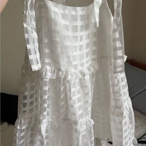 White Checkered Sleeveless Dress